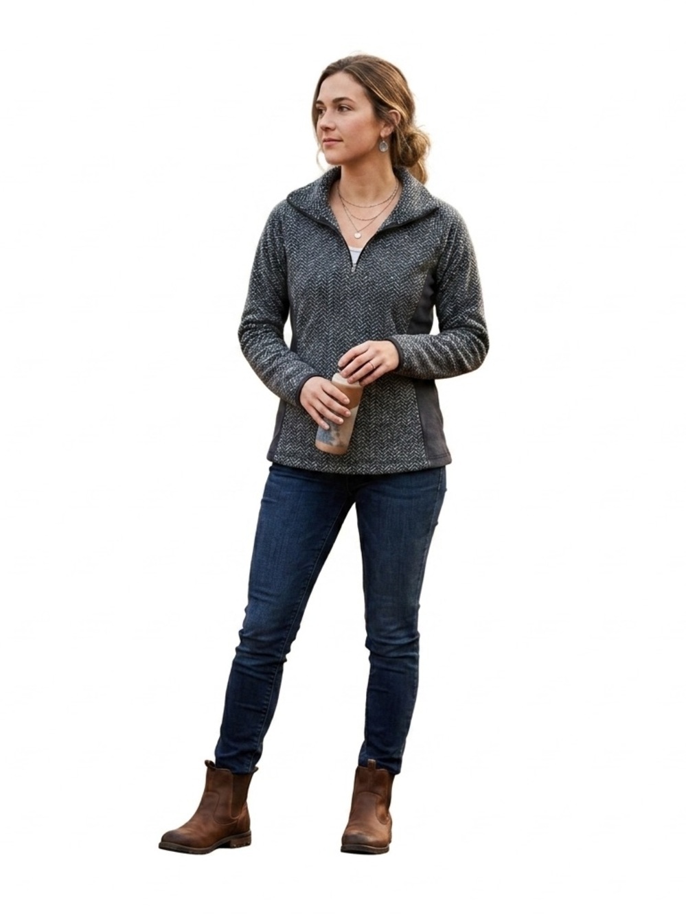 Women’s Heather Gray Half-Zip fleece Pullover